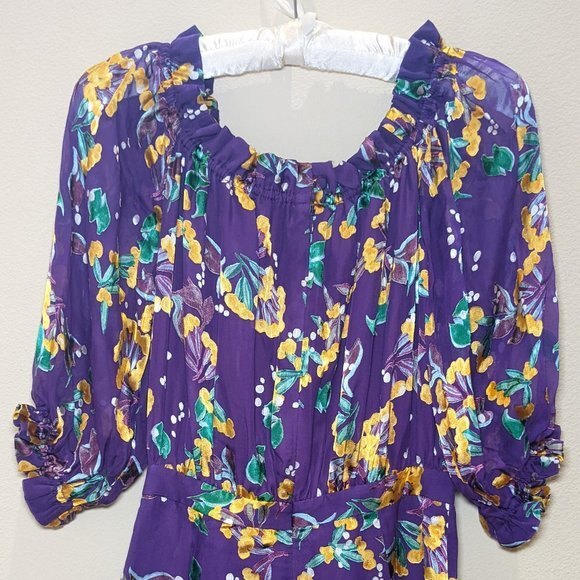 NWT Saloni Olivia Silk Chiffon Violet Dress - Picture 12 of 16